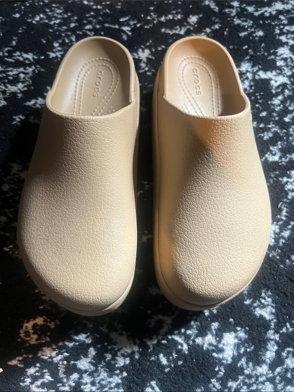 CROCS Platform Dylan Slip-On Clogs in Light Tan